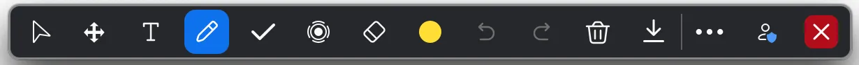 Screen sharing menu "Add a comment"