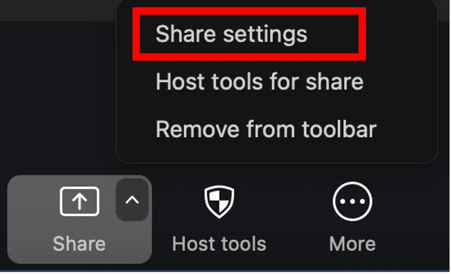 Screen settings during sharing